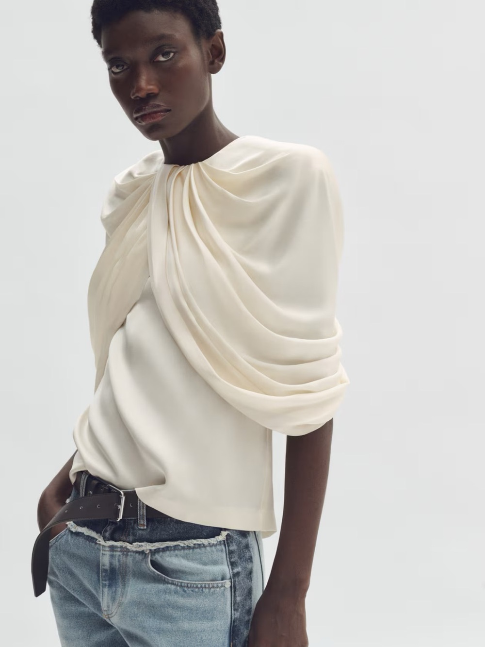 NWT STELLA MCCARTNEY X HM DRAPED SATIN TOP - Picture 3 of 4